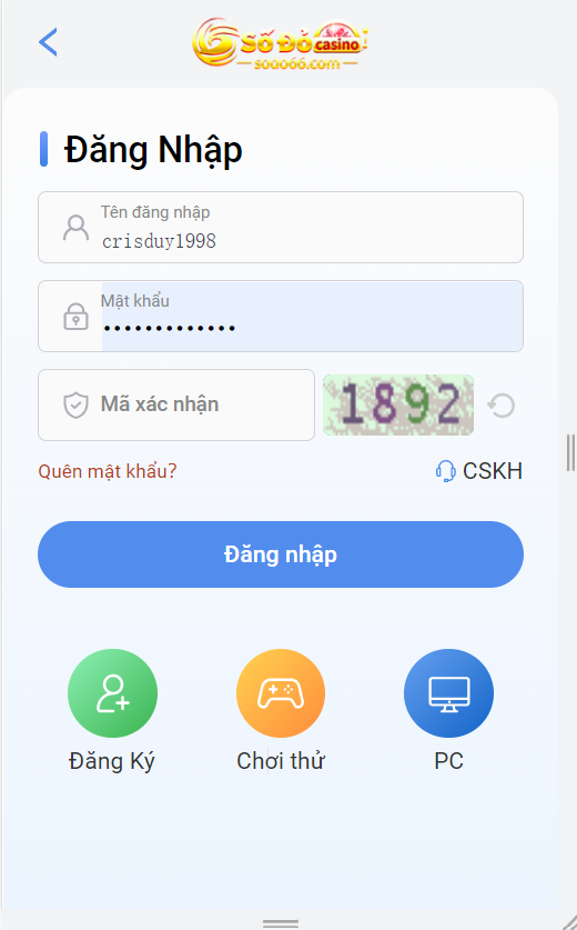 Đăng nhập tài khoản Số đỏ Casino